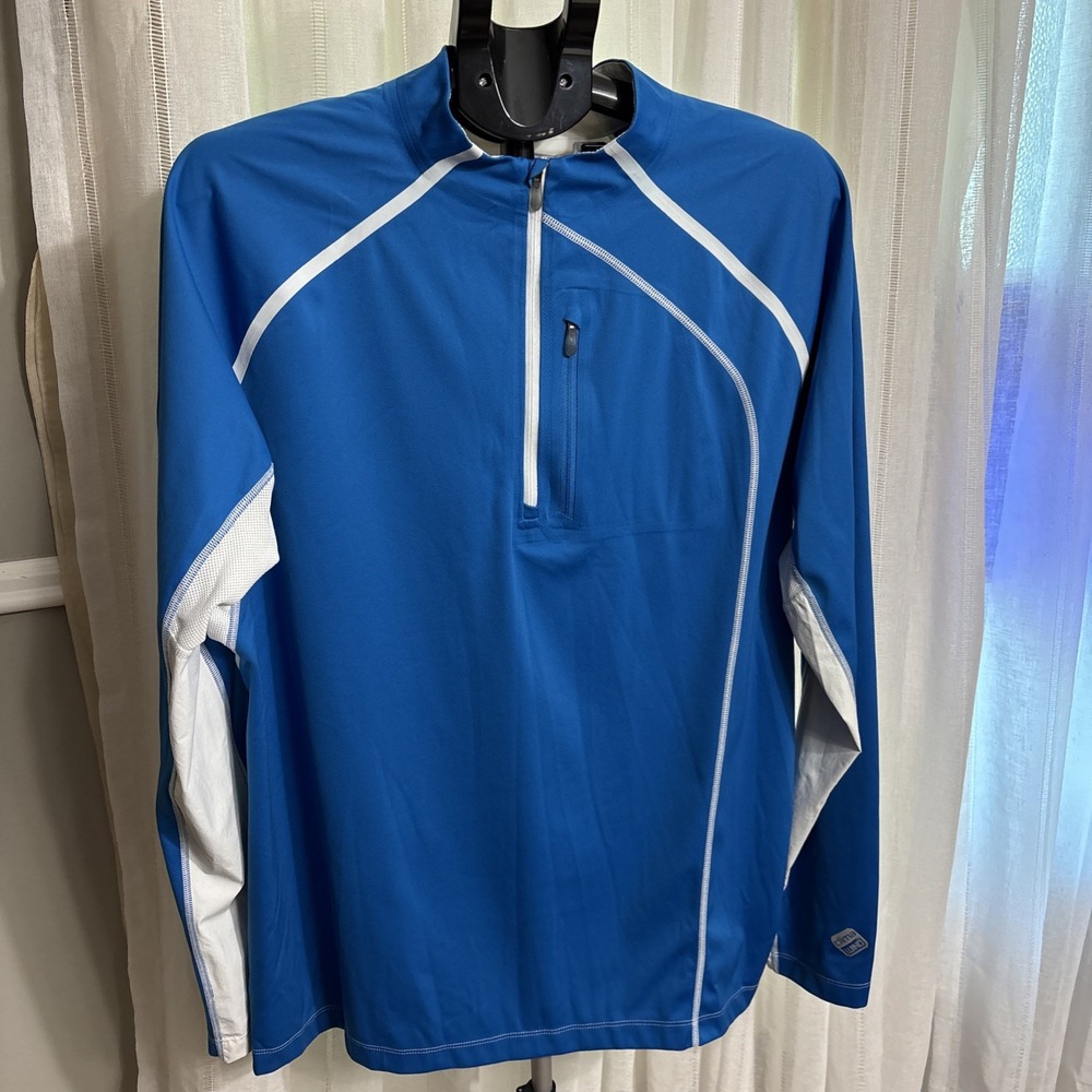 Salomon Running Clima Wind Style‎ Windbreaker Zip Size LXL 1/4 Zip Pocket Blue